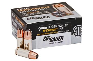 SIG ELITE V-CROWN 9MM 124 GR JHP AMMUNITION – $0.80/rd